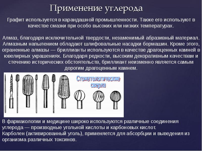 Применение углерода Применение углерода