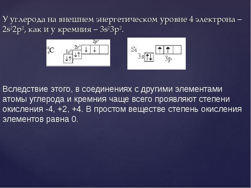 У углерода на внешнем энергетическом уровне 4 электрона – 2s22p2, как У углерода на внешнем энергетическом уровне 4 электрона – 2s22p2, как