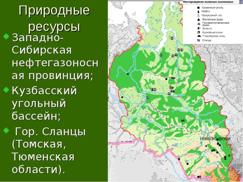 Западная сибирь карта полезных ископаемых