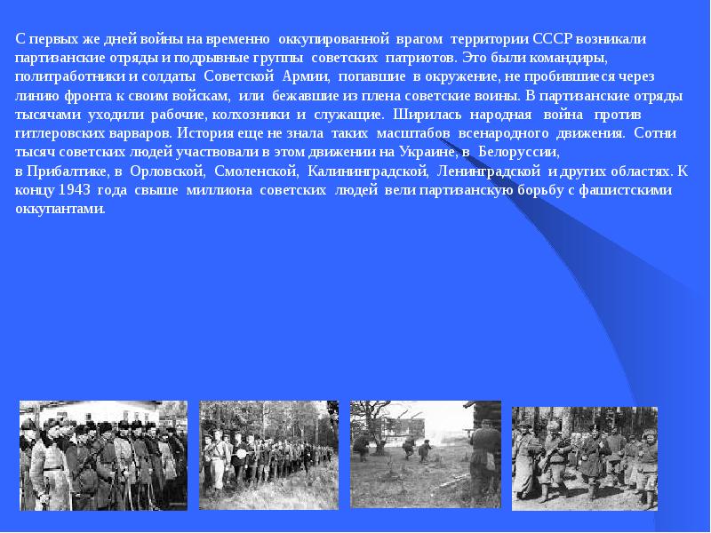 Партизанское движение в годы вов проект