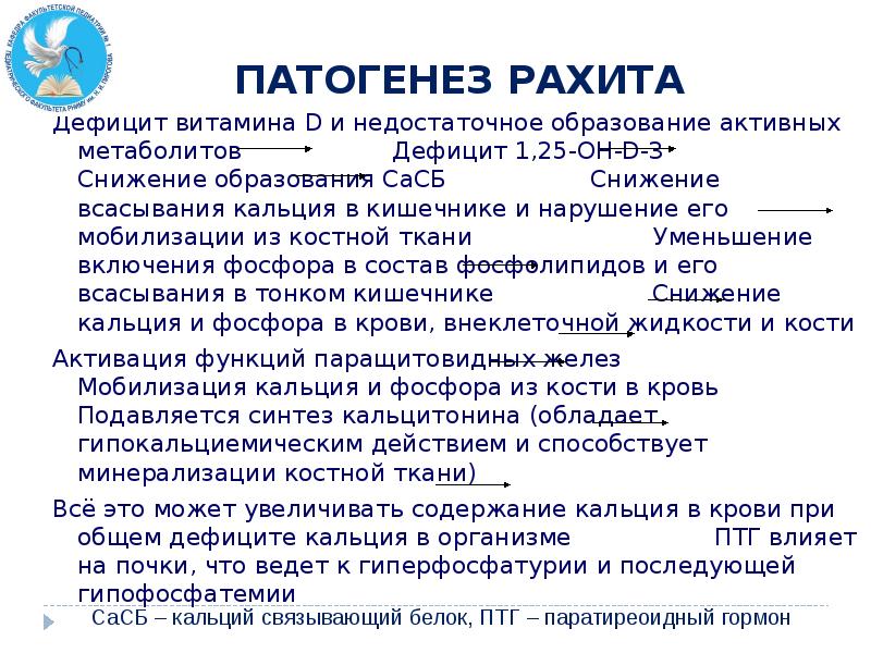 Схема патогенеза рахита