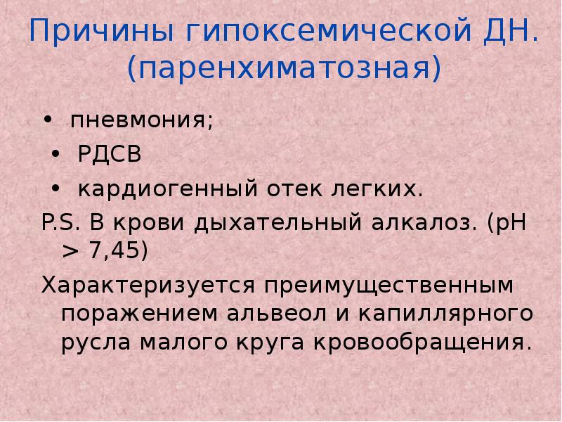 Клиническая картина гипоксемической одн