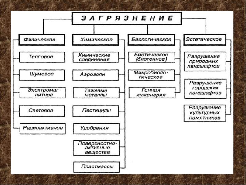 Виды загрязнений схема