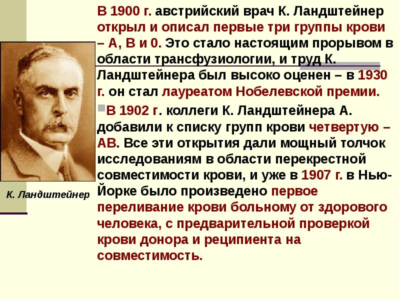 Учение о переливании крови история медицины презентация