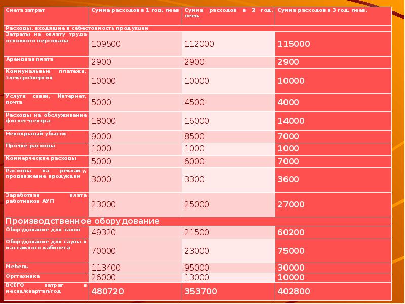 Бизнес план тренажерного зала с расчетами