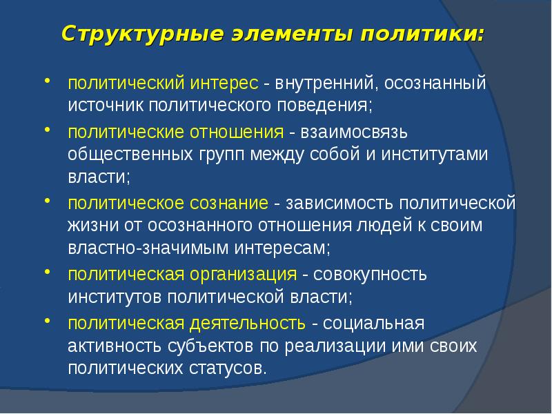 Элементы политики. Структурные элементы политики. Основные компоненты политики. Основные элементы политики. Важнейшие элементы политики.