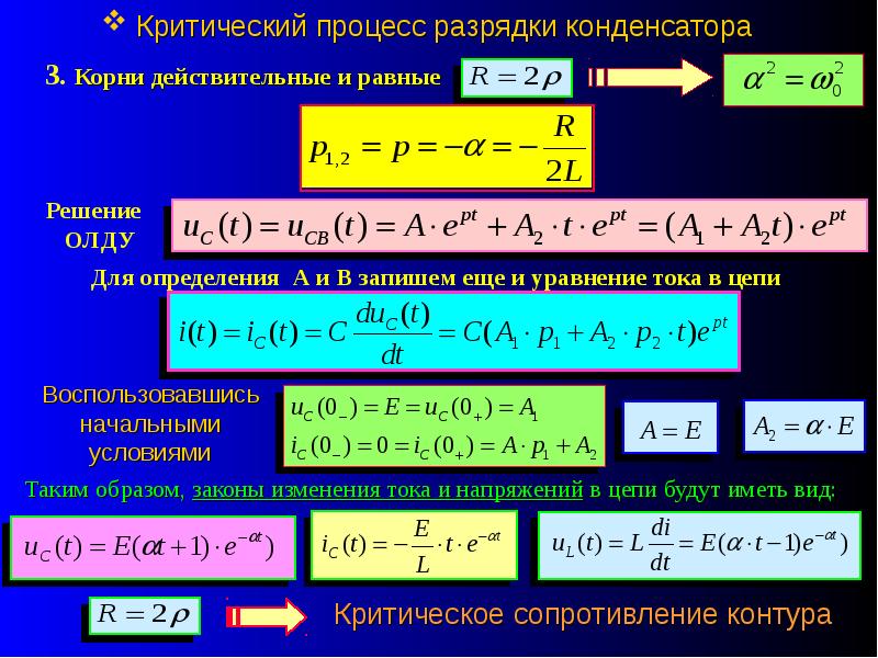 Процесс разрядки. Критическое сопротивление. Классический метод анализа переходных процессов. Классический метод ТОЭ. Что такое сопротивление критическое в переходном процессе.