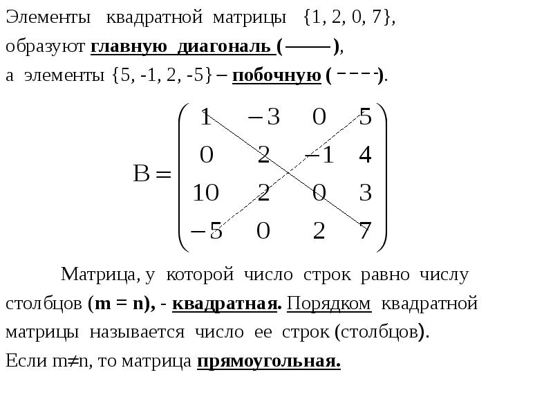 Главная диагональ матрицы равна нулю