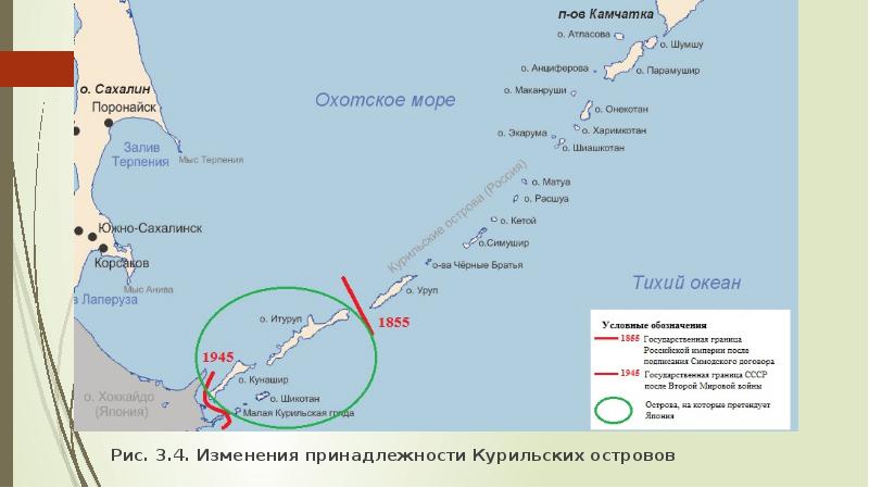 Карта островов курильской гряды с названиями