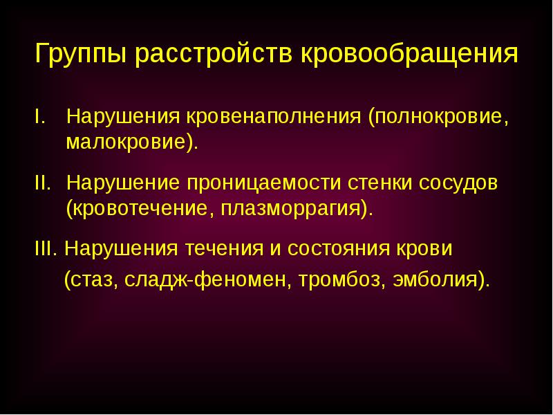 Нарушение кровообращения хирургия презентация