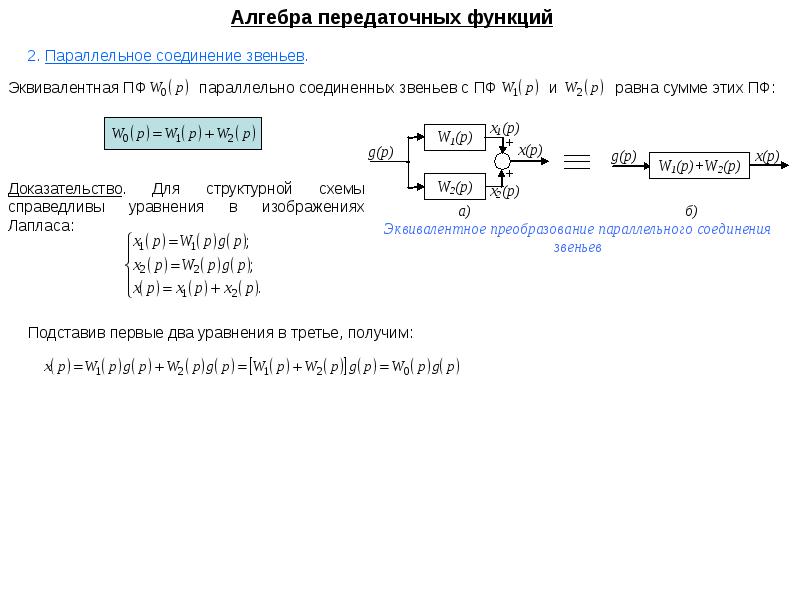 Эквивалентная передаточная функция структурной схемы равна