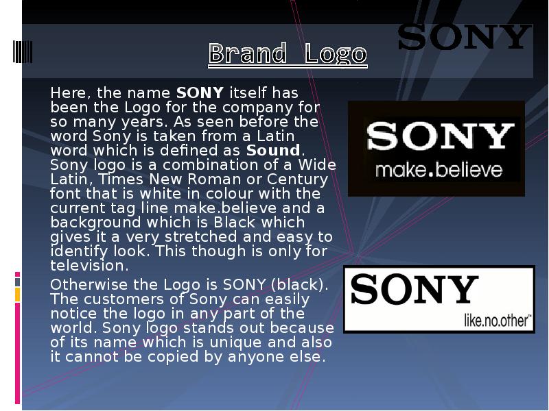 Sony name. Sony презентация. Презентация о компании Sony. Следующая презентация Sony. Sony make believe logo.