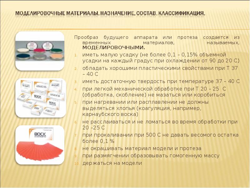 Моделировочные материалы презентация