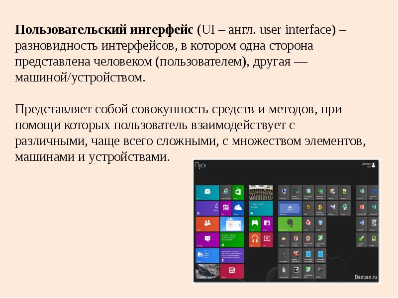 Презентация на тему пользовательский интерфейс 7 класс