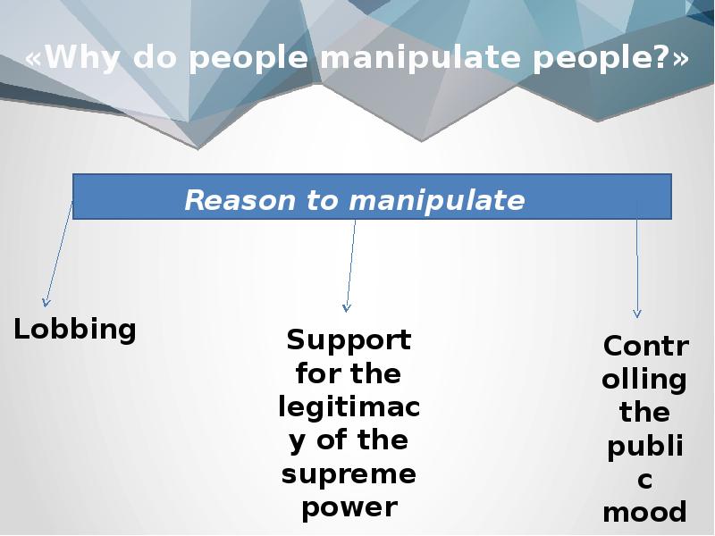 «Why do people manipulate people?» «Why do people manipulate people?»