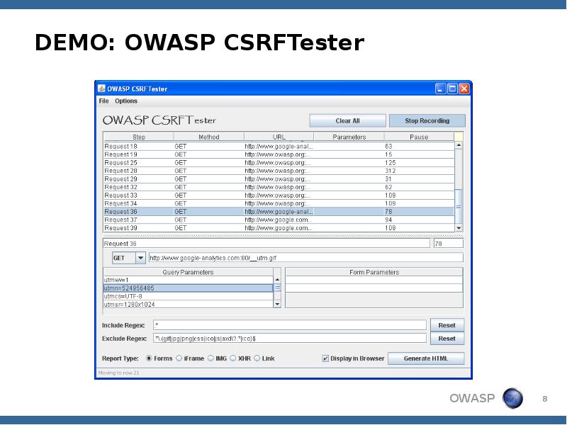 DEMO: OWASP CSRFTester DEMO: OWASP CSRFTester