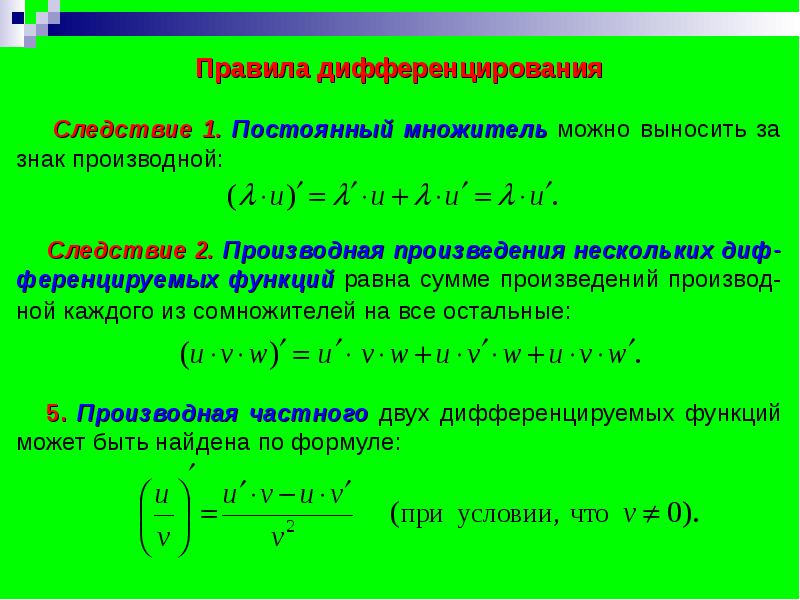 Дифференцирующий примеры. Дифференцирующий примеры