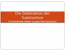  Die deklination der substantive (склонение имен существительных)