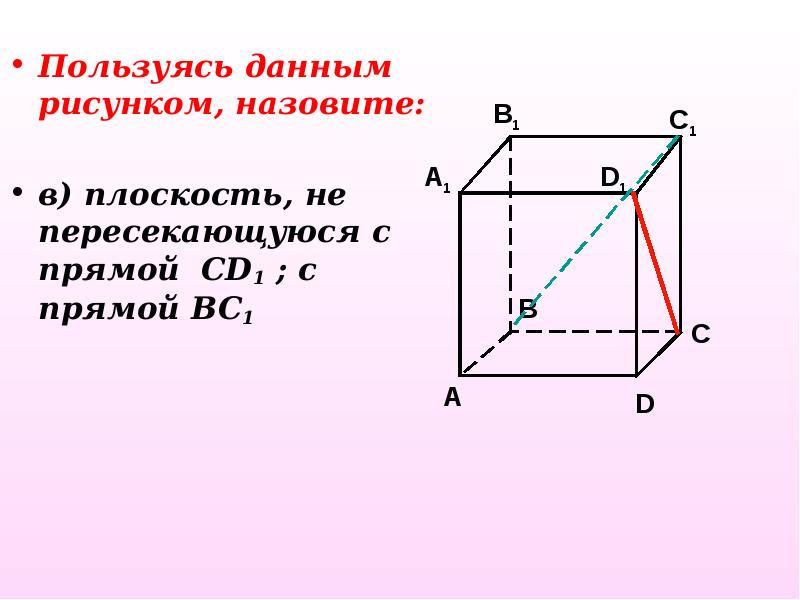 Пользуясь данным рисунком назовите две плоскости содержащие прямую b1c прямую по которой