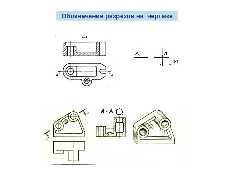 Как обозначается разрез на чертеже детали