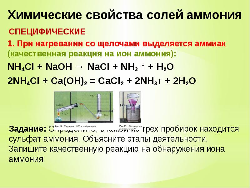 Хлорид ионы можно обнаружить с помощью. Качественная реакция на nh4.