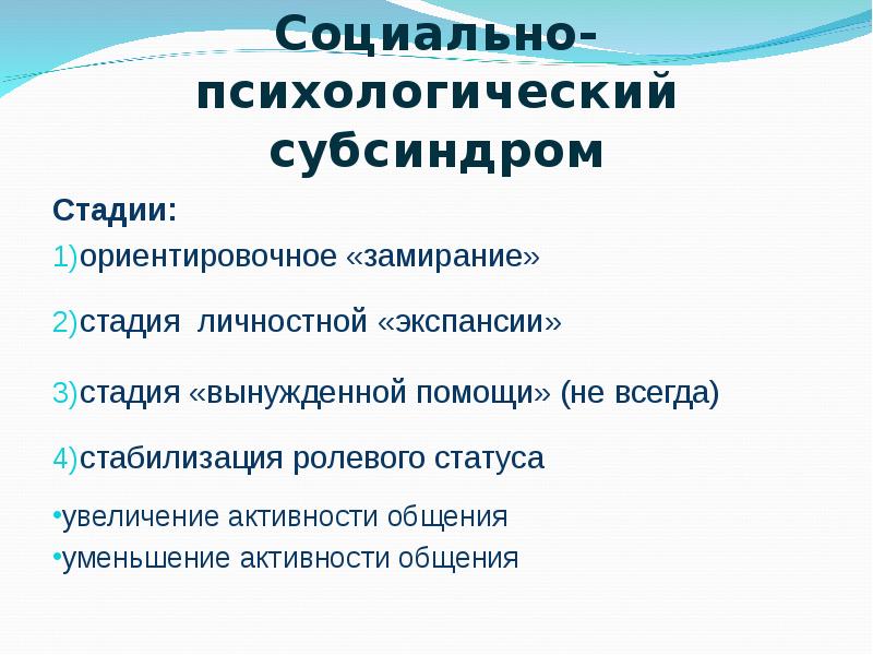 Субсиндромы или фазы стресса презентация