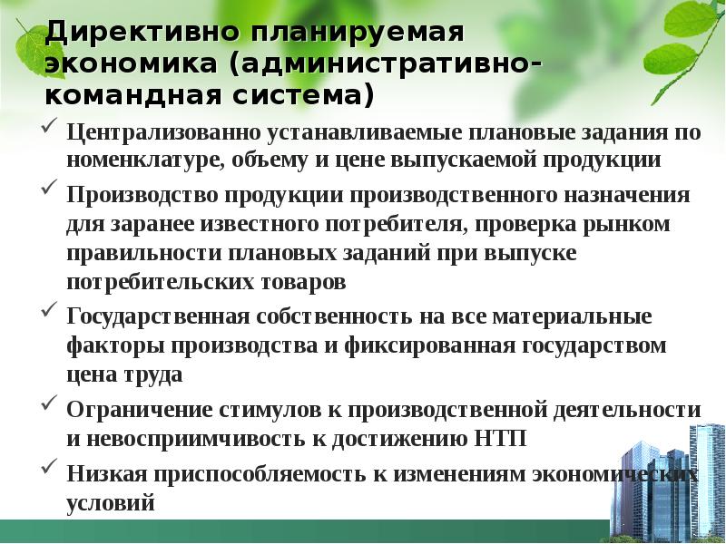 Директивное ценообразование государственная собственность производственный план