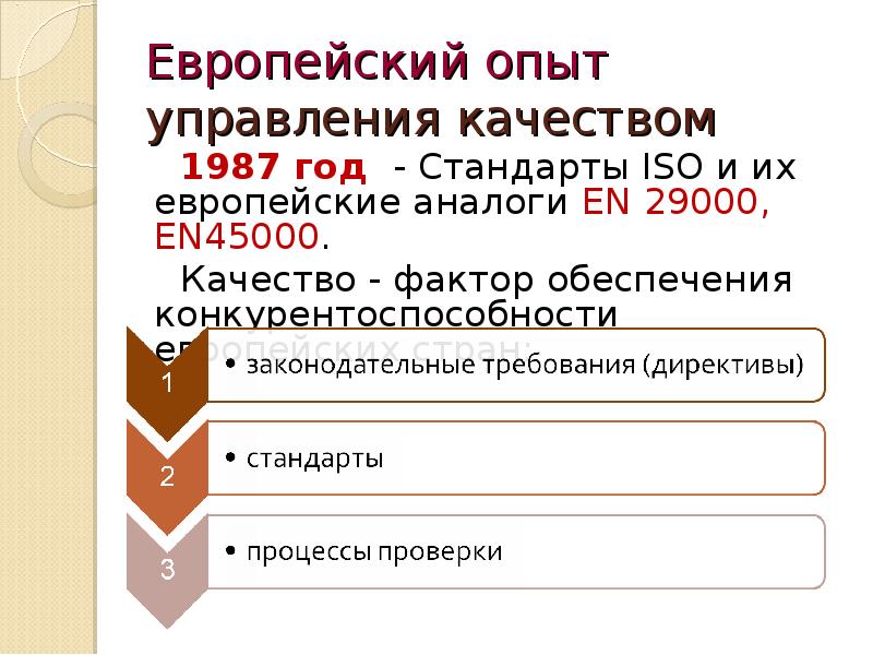 Европейский опыт управления качеством презентация