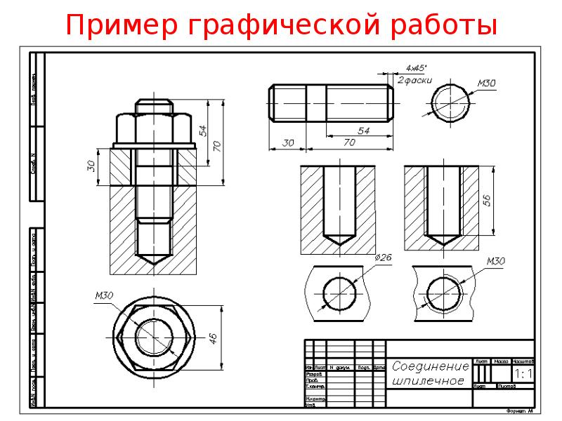 Чертежи болтовых соединений и шпилечных соединений