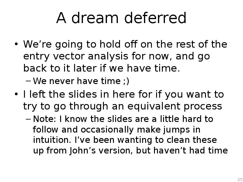 A dream deferred We’re going to hold off on the rest