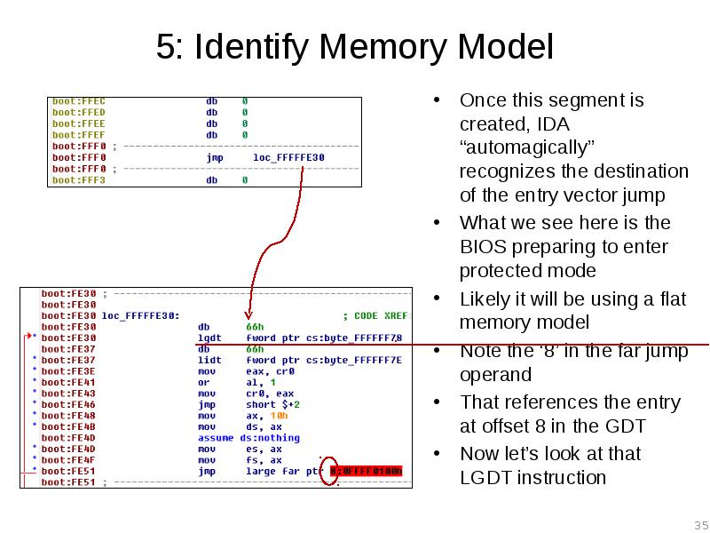 5: Identify Memory Model Once this segment is created, IDA “automagically”