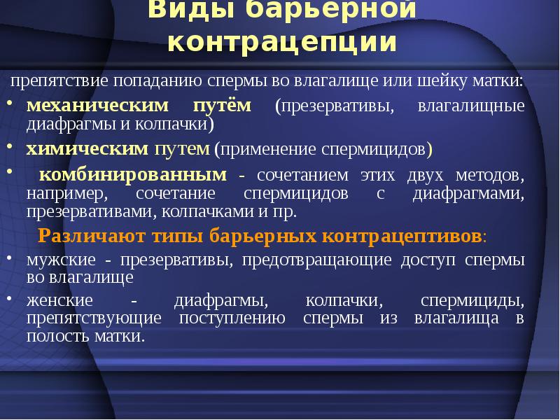 Барьерные контрацептивы презентация