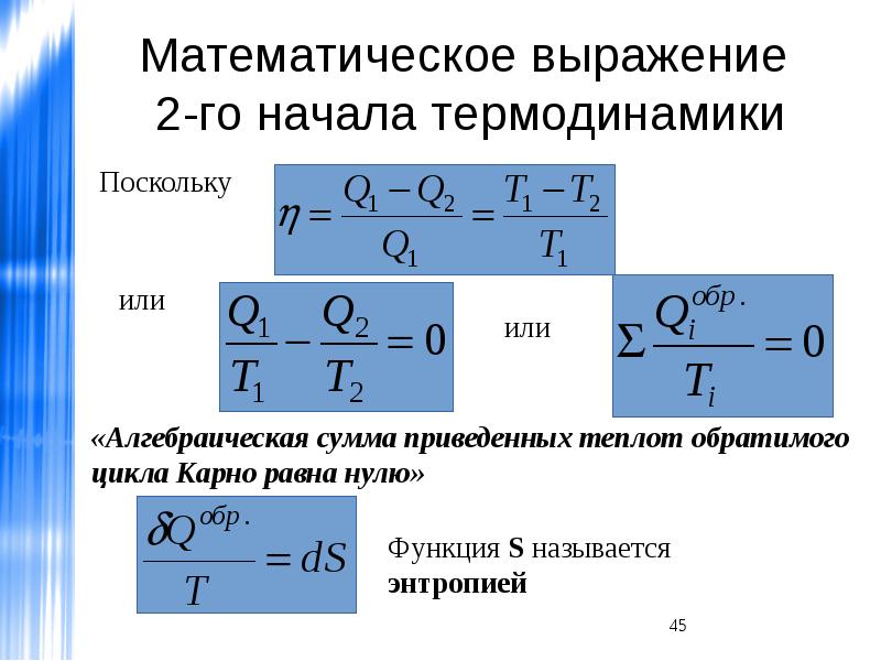 Второй закон термодинамики презентация химия