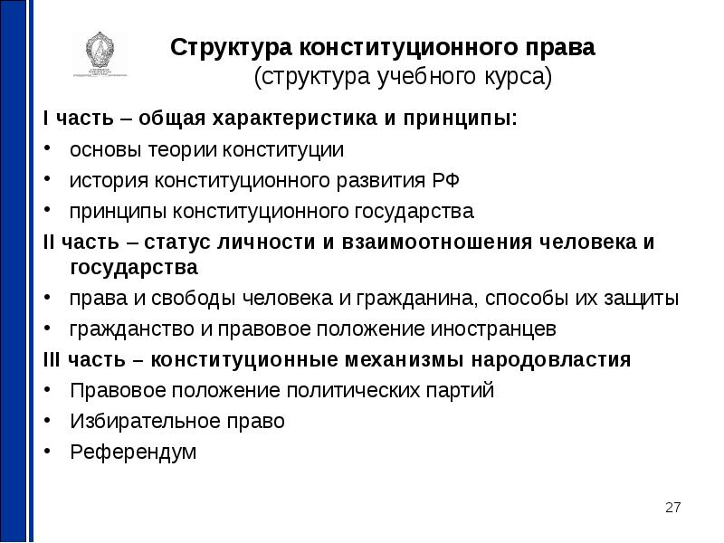 Общая характеристика конституционного права рф презентация