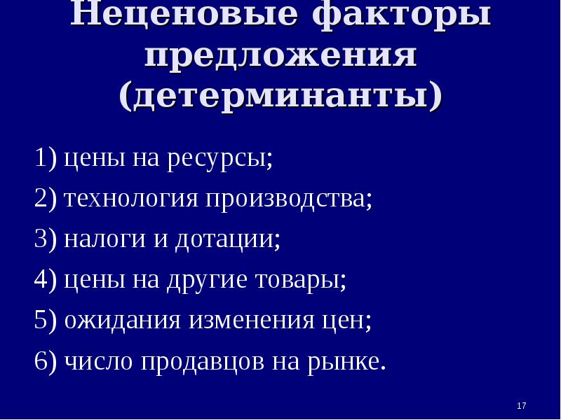 Предложения факторы предложения презентация