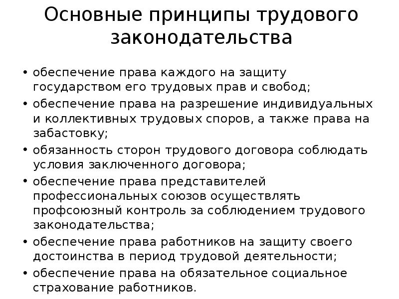 Основные принципы трудового