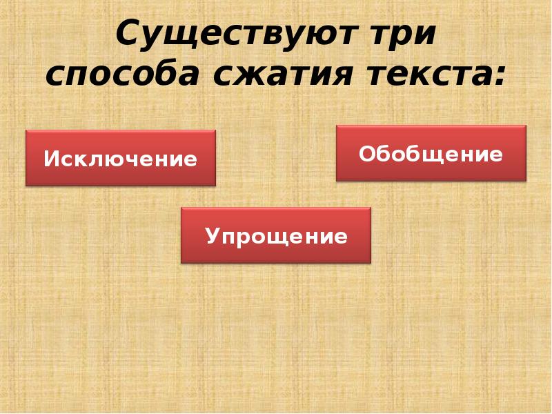 Способы сокращения. Три способа сжатия текста исключение. Три способа. Три способа сжатия. 3 Средства сжатия текста.