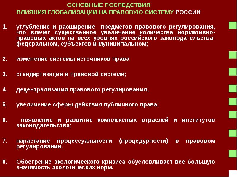 Последствия развития