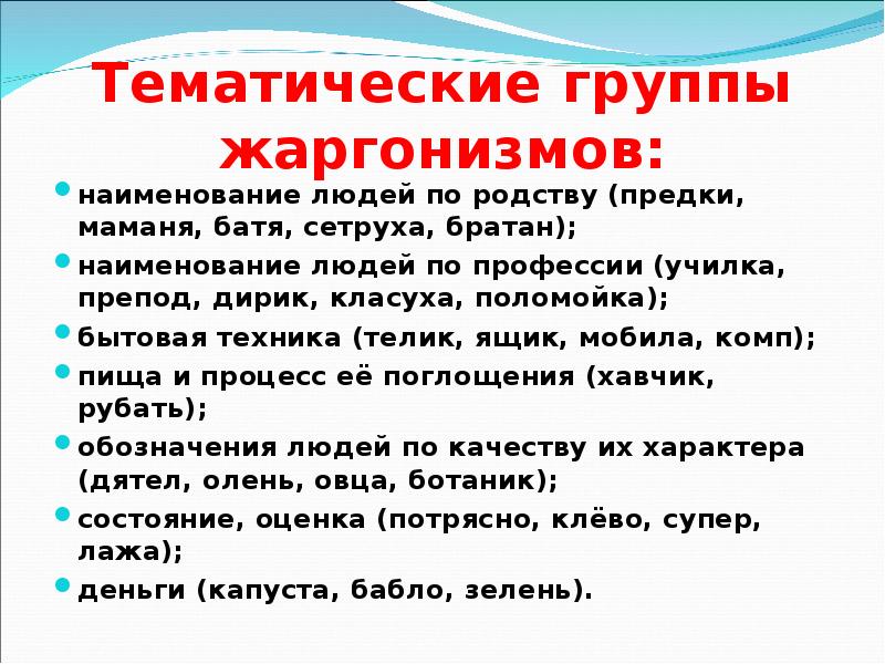 Высказывание на тему жаргонизмы