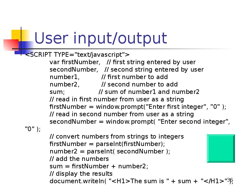 User input/output User input/output