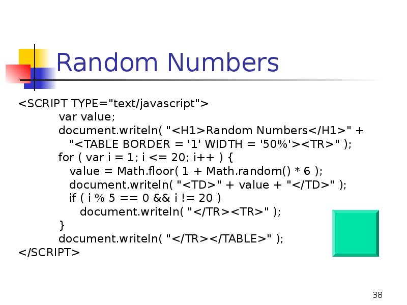 Random Numbers Random Numbers