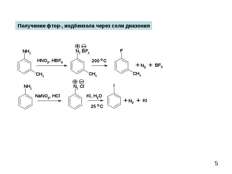 5 получений. Синтез йодбензола из бензола. Синтез йодбензола из анилина. Получение йодбензола из бензола. Получение йодбензола из соли диазония.