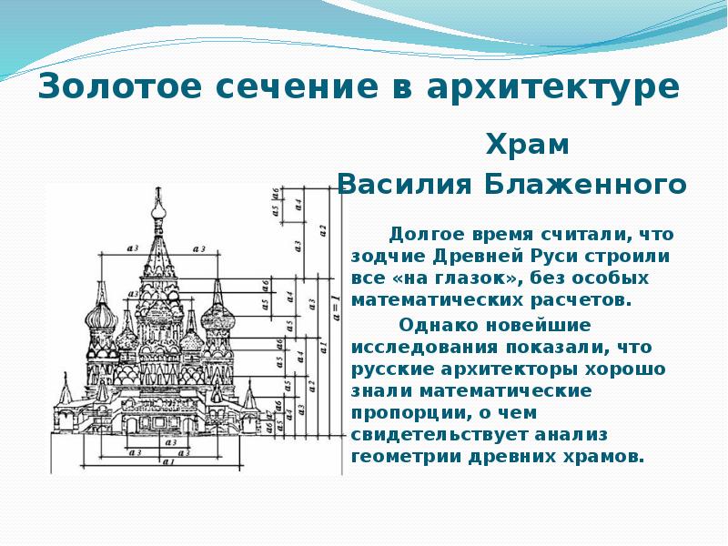 Исследовательский проект золотое сечение