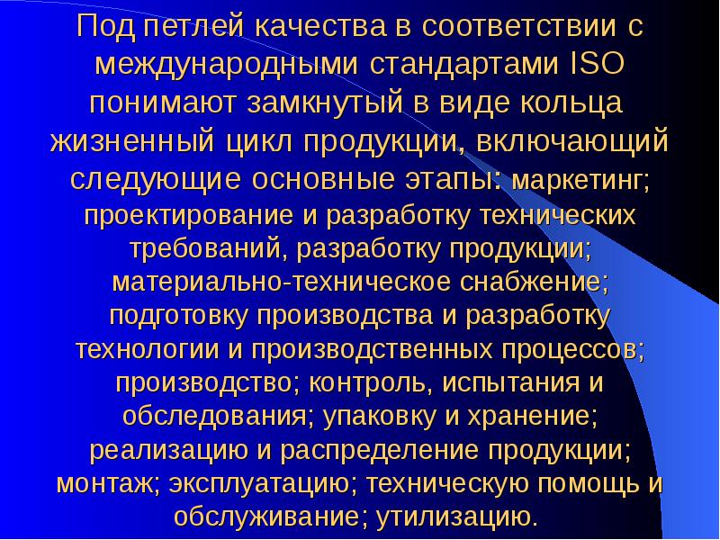 Под петлей качества в соответствии с международными стандартами ISO понимают замкнутый Под петлей качества в соответствии с международными стандартами ISO понимают замкнутый