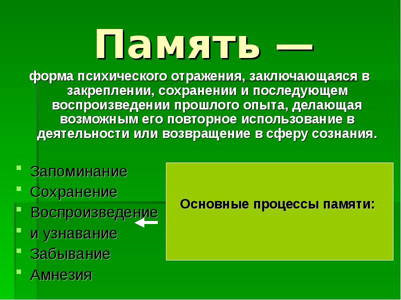 Память как познавательный психический процесс презентация