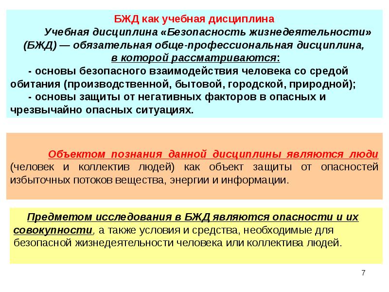 С какого времени бжд введена в учебные планы в вузах