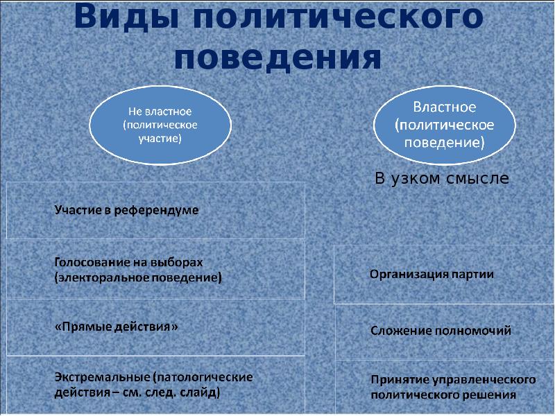 План типы политического поведения