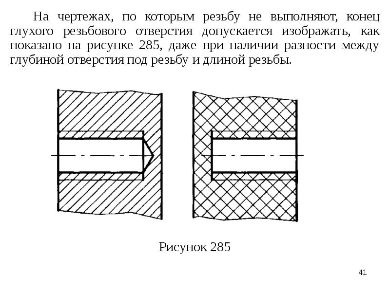 Как показать глухое отверстие на чертеже