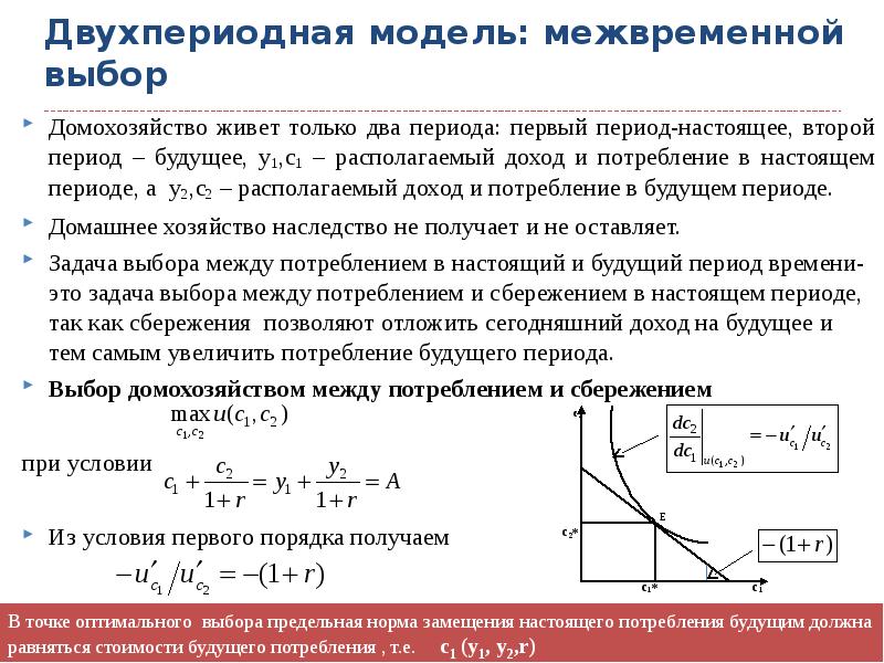 Потребление в первом периоде. Модель межвременного выбора. Межвременной выбор Фишера. Задача межвременного выбора. Модель межвременного потребительского выбора и Фишера.