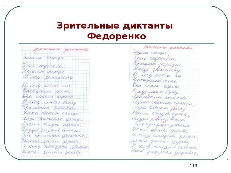 Зрительные диктанты по федоренко 1 класс презентация